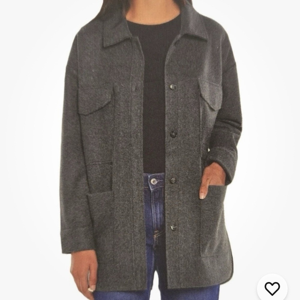 Banana Republic Ladies' Structured 4 Pocket Button Shacket Shirt Jacket Gray S